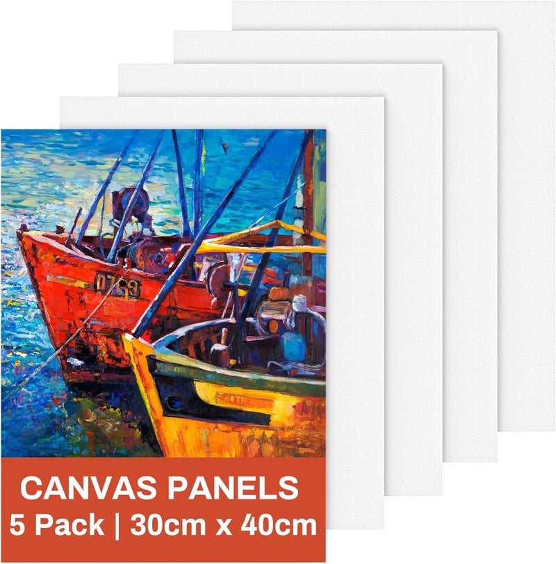 KORCCI Canvas for Painting 12 x 16 inches, 5 Packs Blank Canvas Board Cotton Acid-Free Canvas Panels for Acrylic Paint, Oil Paint & Wet Water Art Media, Hobby Painters and Beginners - Image 1